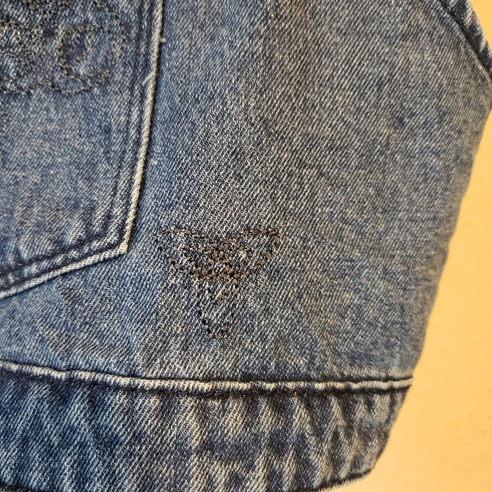 Cider‎ Denim Overall Embroidered Cropped Top Size Small Y2K Retro - Picture 3 of 5